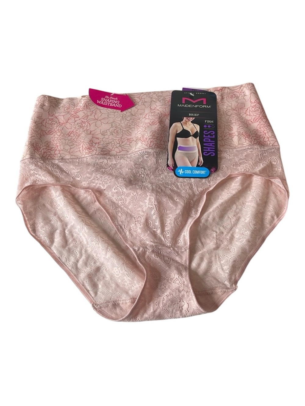 Maidenform Firm Control Shaping Lace Brief Pirouette Pink XL